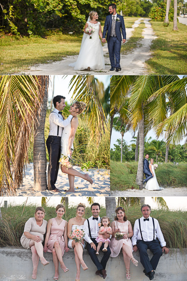 Key West Strandhochzeit Foto vom Brautpaar unter Palmen