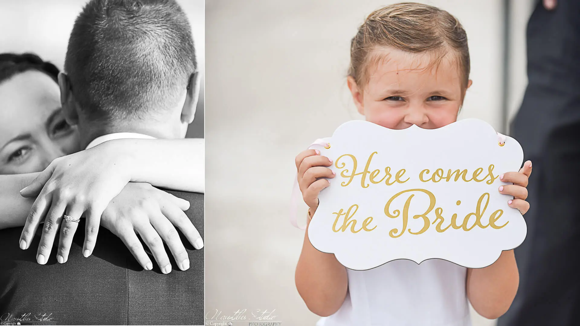Dokumenten Abwicklung Hochzeit in Florida Foto von Blumenmädchen und Brautpaar